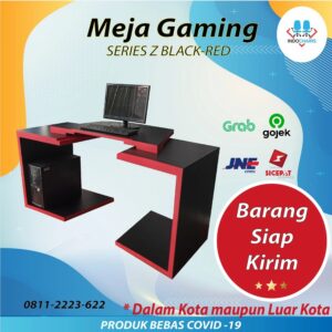 Meja Gaming Hanko Bandung Series Z Black-Red