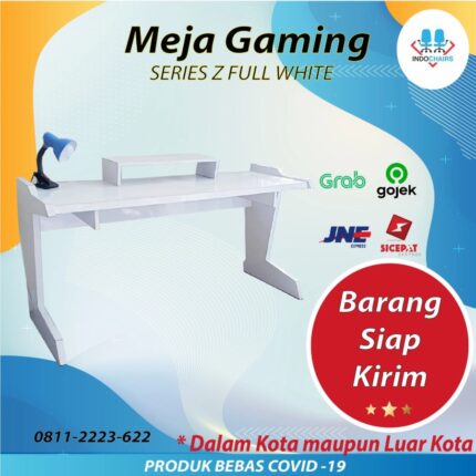 Meja Gaming Hanko Bandung Series Z Full White