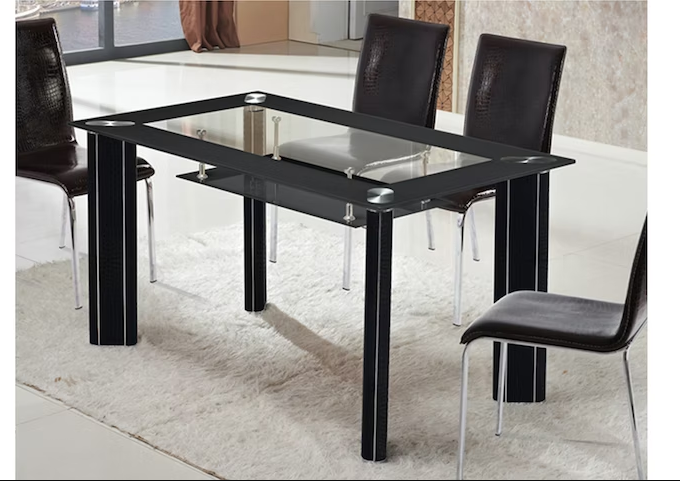 Aveda Meja Makan Alto-O Hitam-Hitam Croco