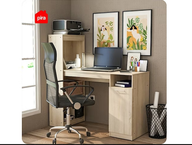 PIRA METROPOLIS TACO Meja Kerja Dengan Penyimpanan Kayu Terang Sonoma Oak